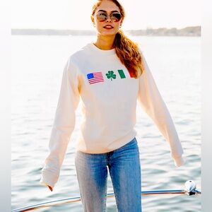 Kiel James Patrick Cream Irish American Crewneck Sweatshirt NWT Womens XXL